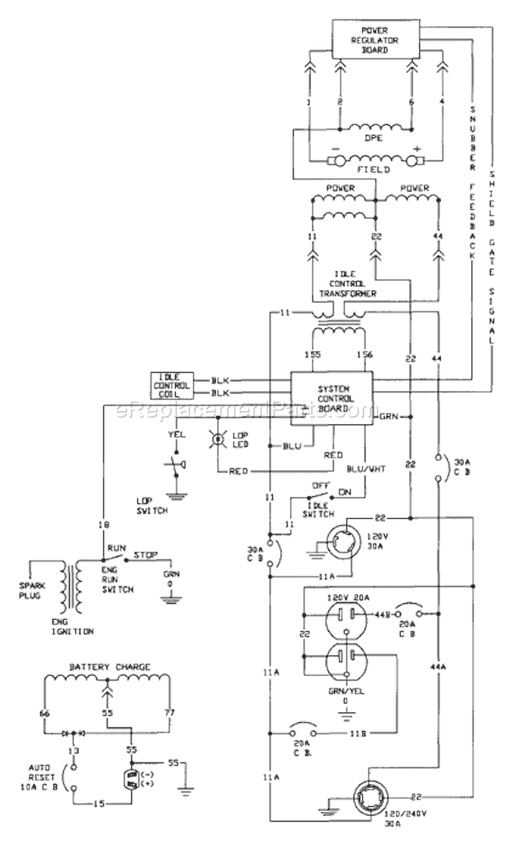 Page E Diagram and Parts List for 1190-0  Briggs and Stratton Generator